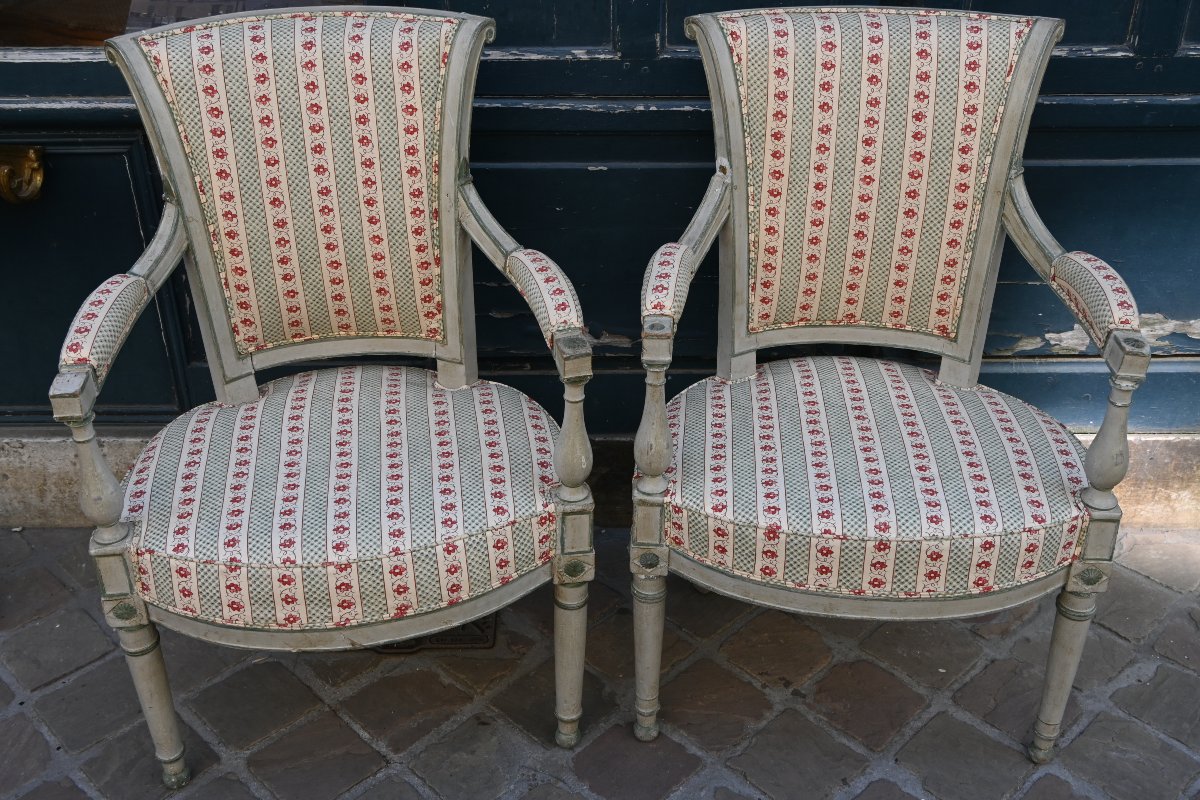 Pair Of Directoire Armchairs, Late 18th Century-photo-2