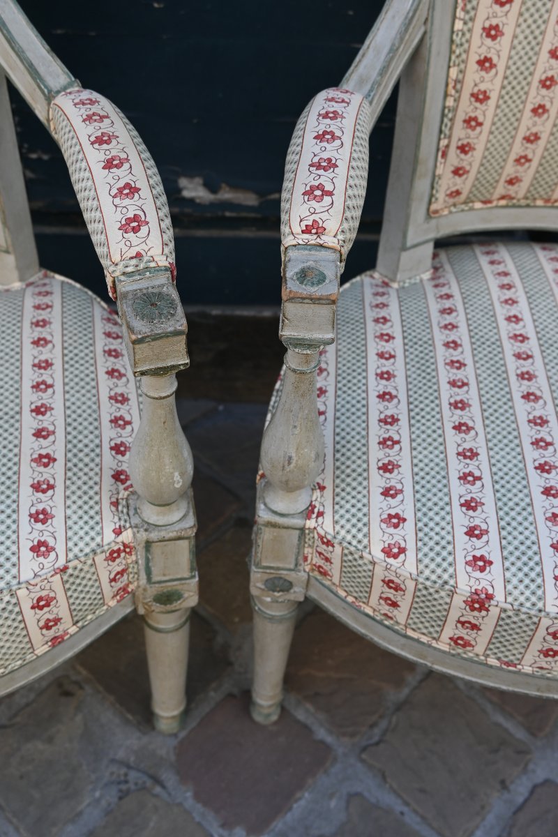 Pair Of Directoire Armchairs, Late 18th Century-photo-4