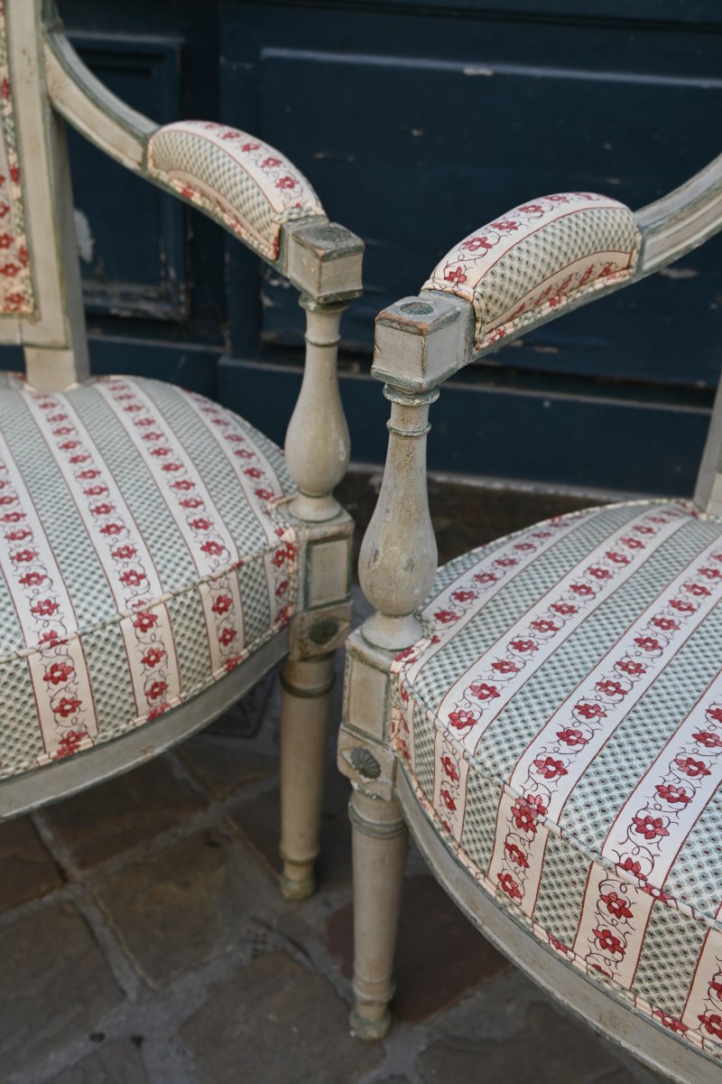 Pair Of Directoire Armchairs, Late 18th Century-photo-2