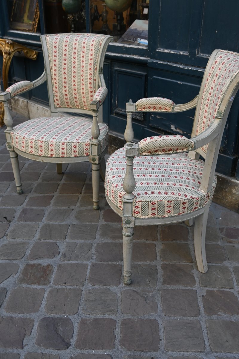Pair Of Directoire Armchairs, Late 18th Century-photo-5