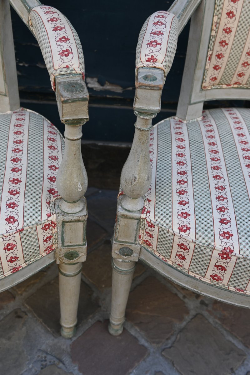 Pair Of Directoire Armchairs, Late 18th Century