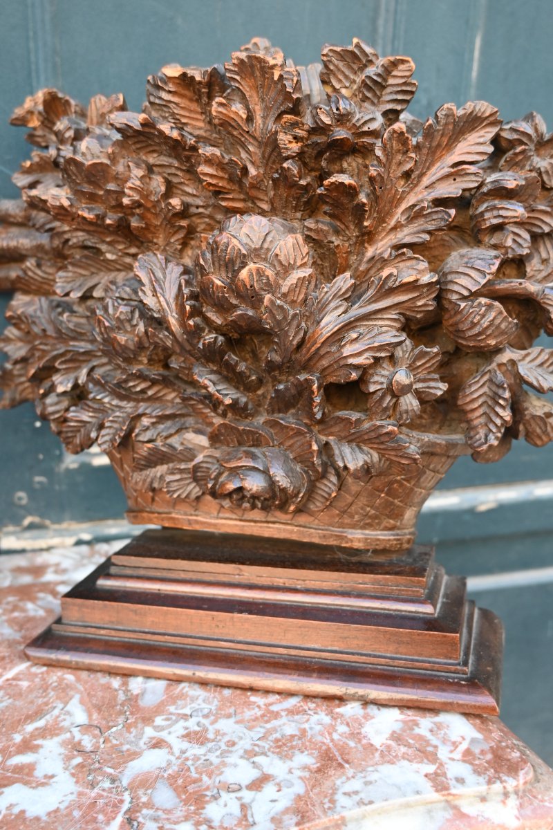 Paire de bouquets en bois sculpté , travail d époque Louis XVI fin XVIII-photo-7