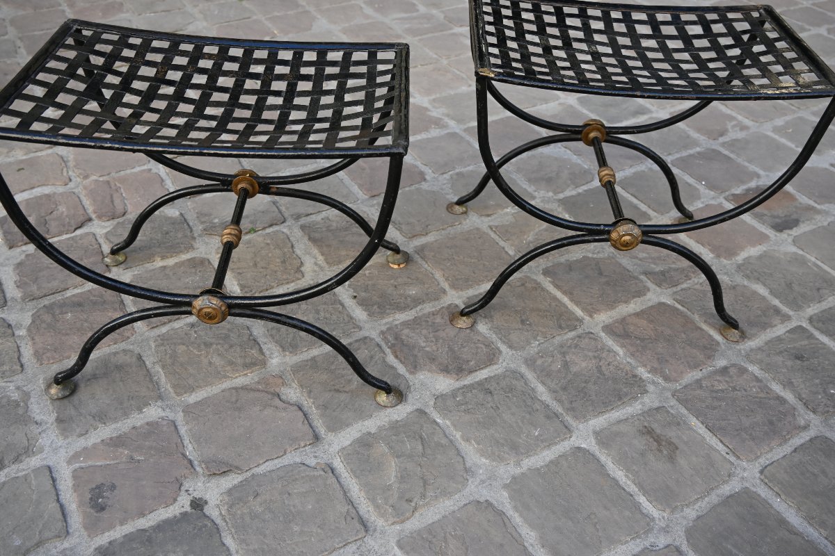 Pair Of Wrought-iron Stools, Circa 1950