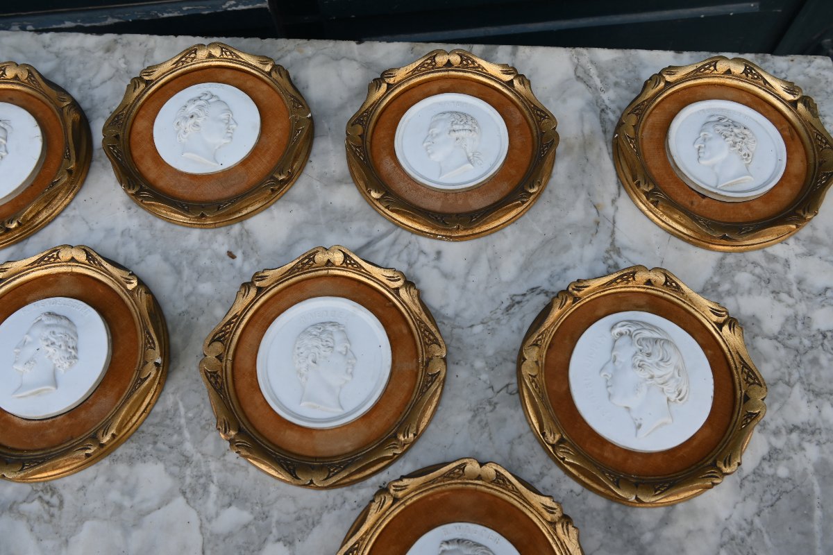 Set Of 11 Bisque Medallions Featuring Portraits Of Composers -photo-2
