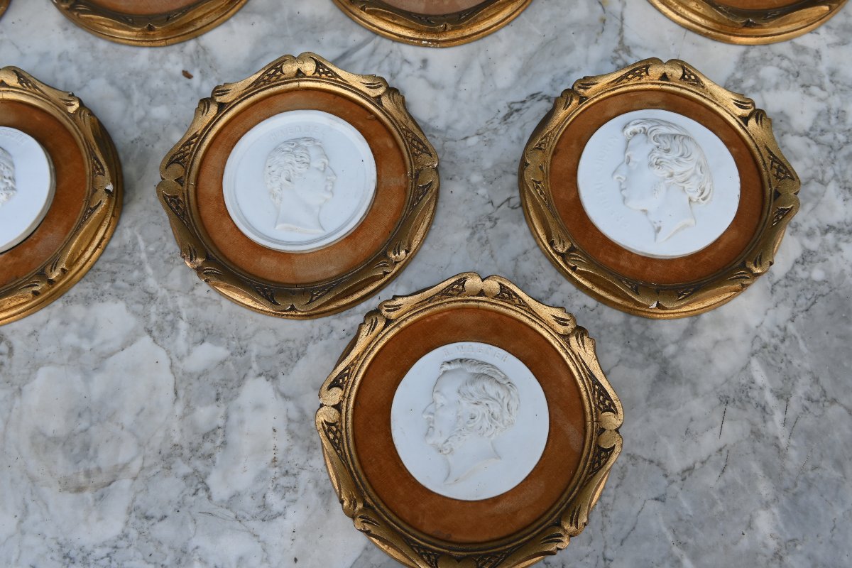 Set Of 11 Bisque Medallions Featuring Portraits Of Composers -photo-3