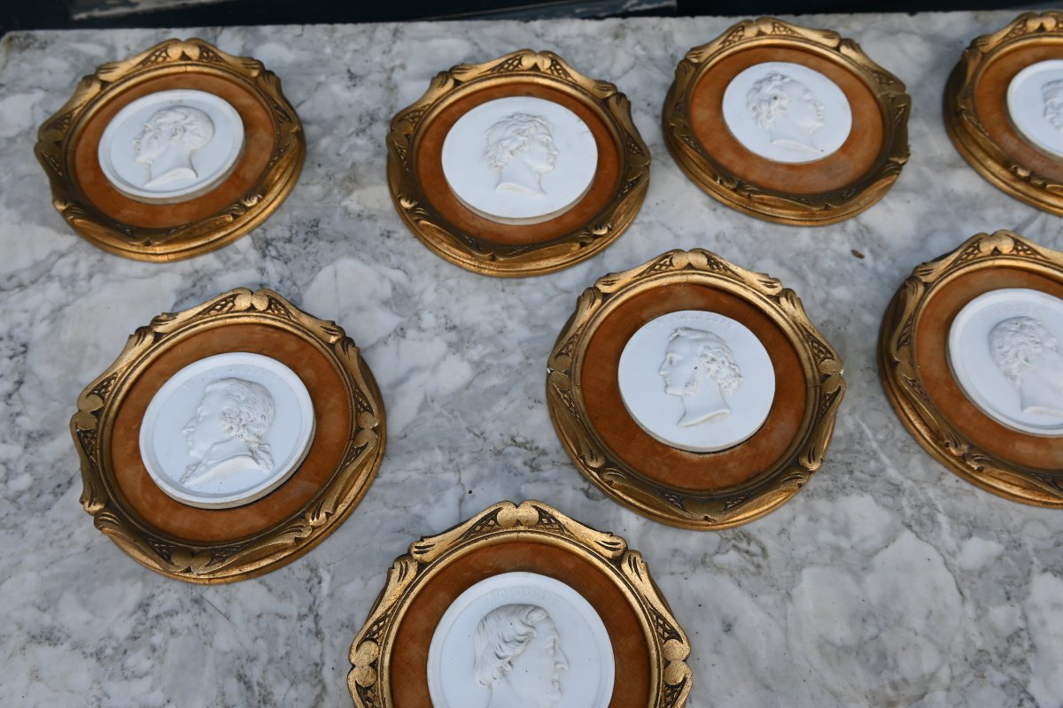 Set Of 11 Bisque Medallions Featuring Portraits Of Composers -photo-4