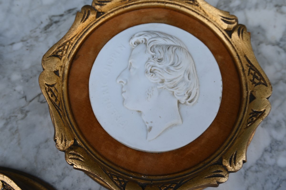 Set Of 11 Bisque Medallions Featuring Portraits Of Composers -photo-5