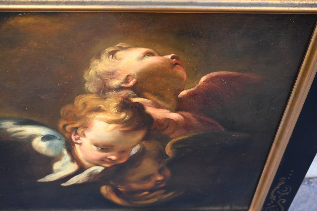Putti, Oil On Canvas In The Italian Baroque Style-photo-2