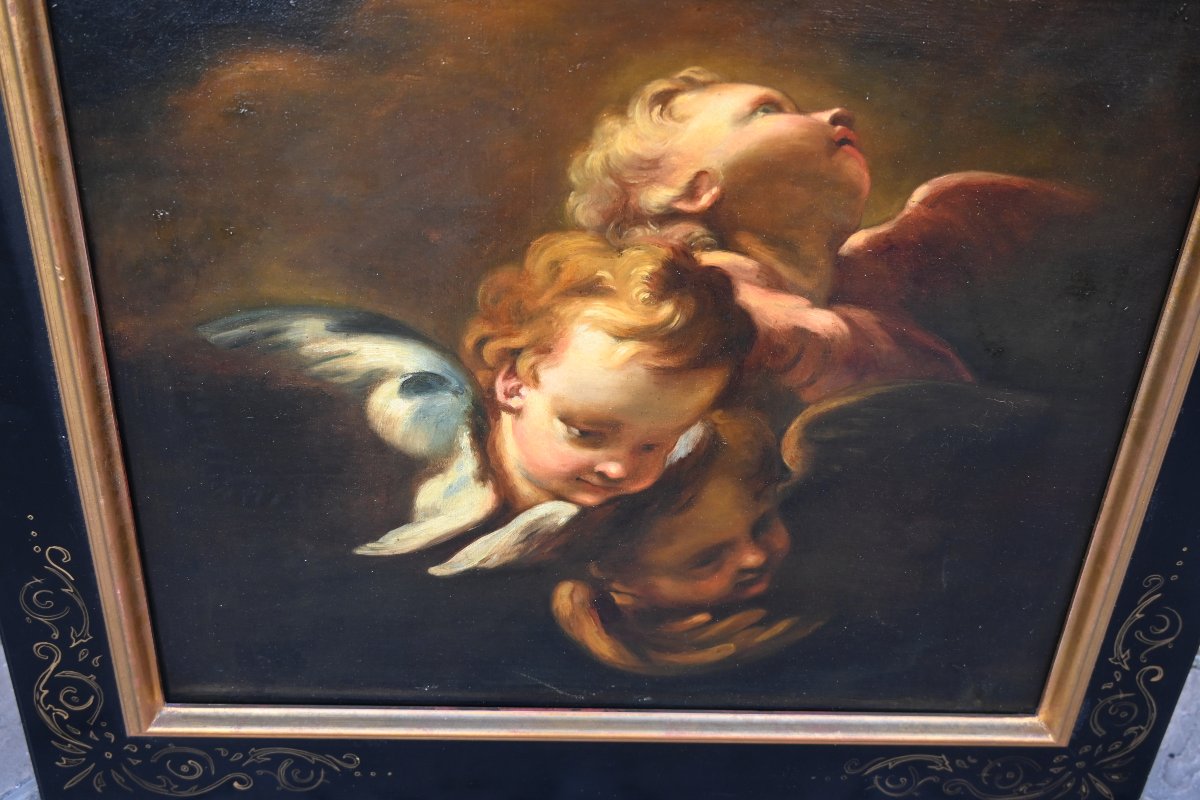 Putti, Oil On Canvas In The Italian Baroque Style-photo-3