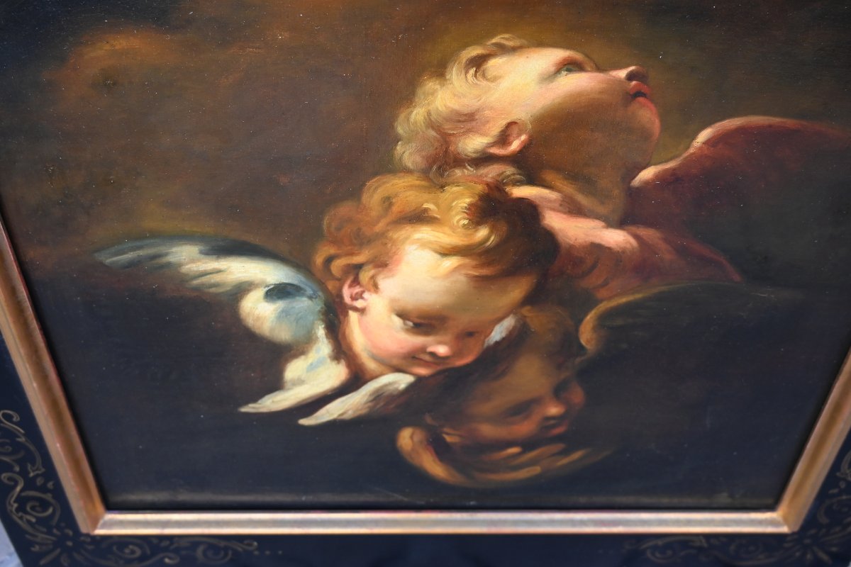 Putti, Oil On Canvas In The Italian Baroque Style-photo-4