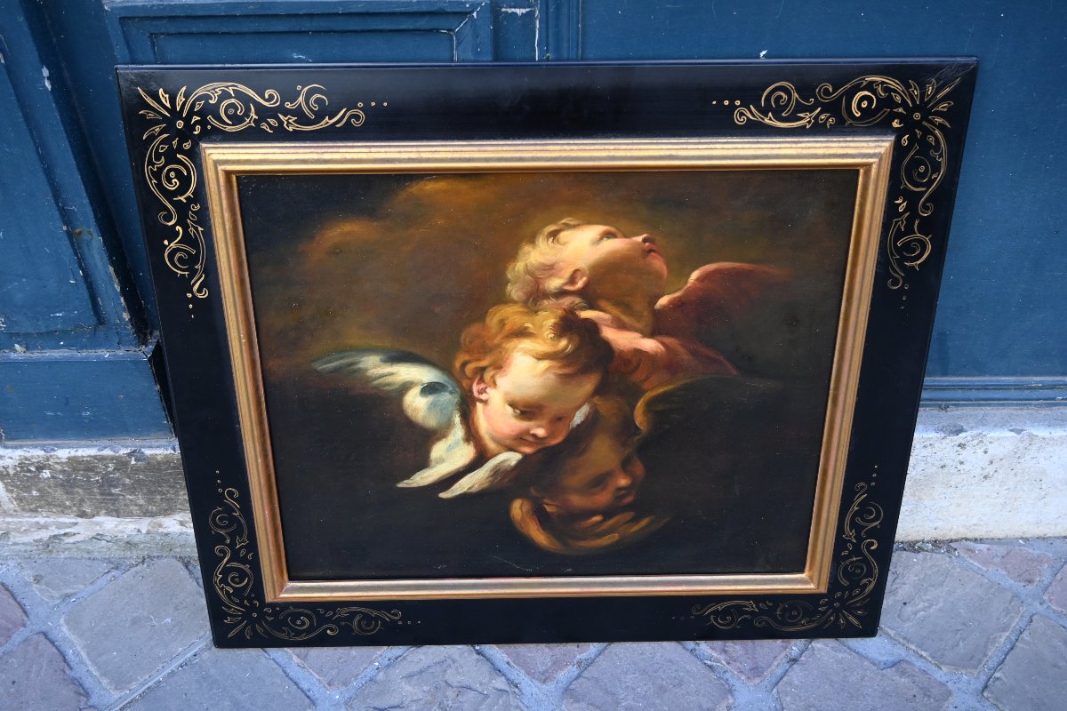 Putti, Oil On Canvas In The Italian Baroque Style-photo-1