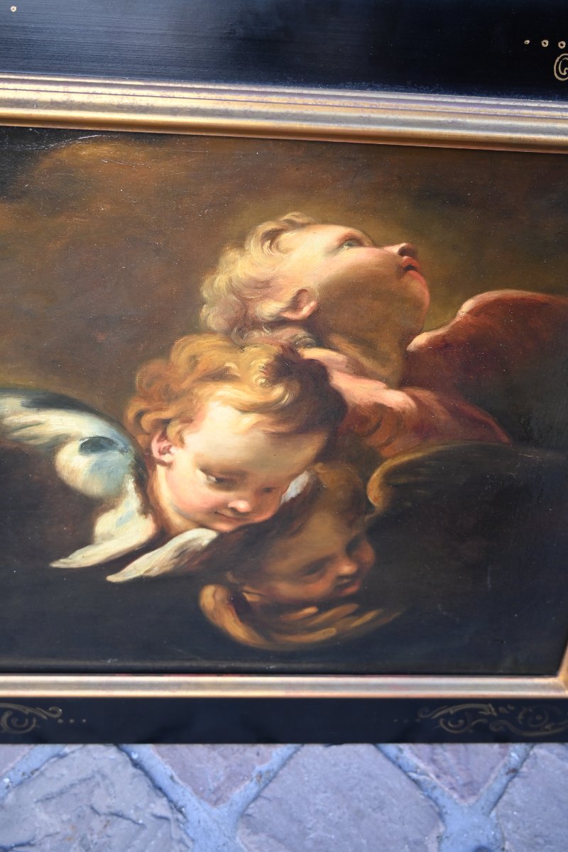 Putti, Oil On Canvas In The Italian Baroque Style-photo-2