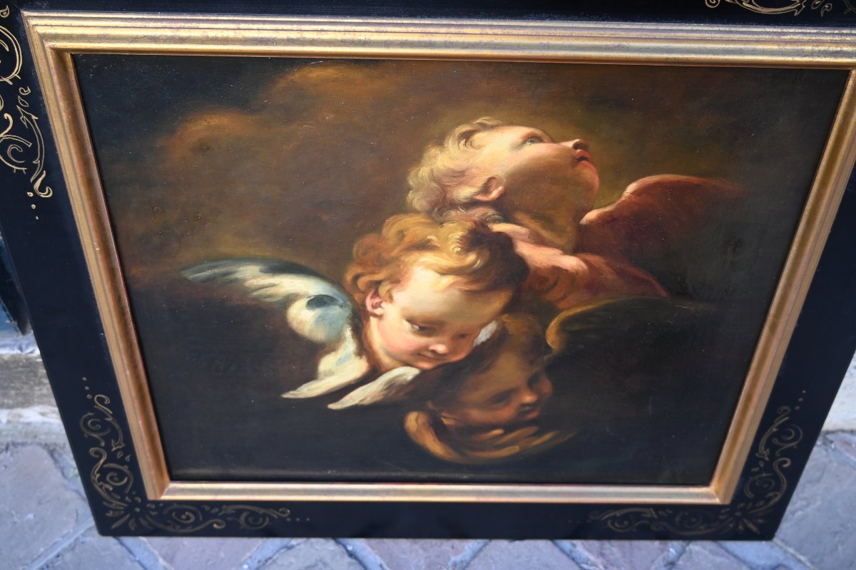 Putti, Oil On Canvas In The Italian Baroque Style-photo-3
