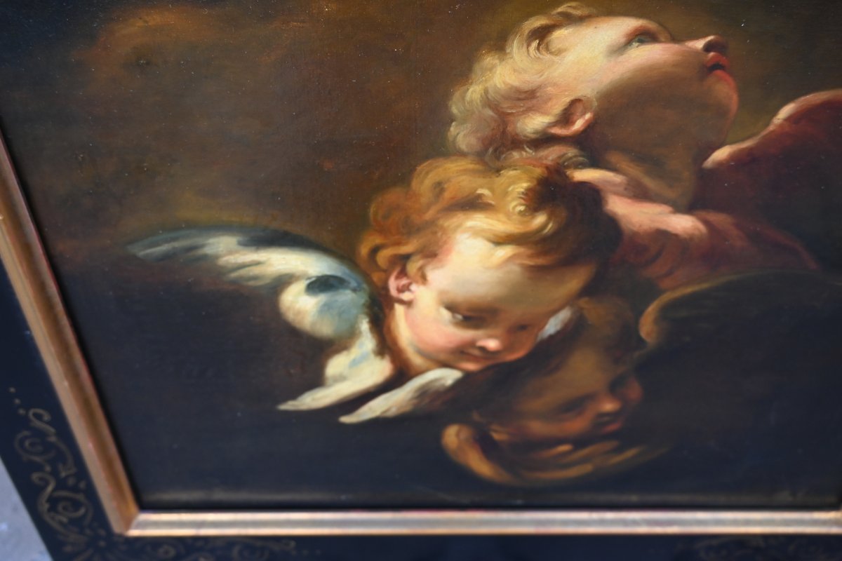 Putti, Oil On Canvas In The Italian Baroque Style-photo-4