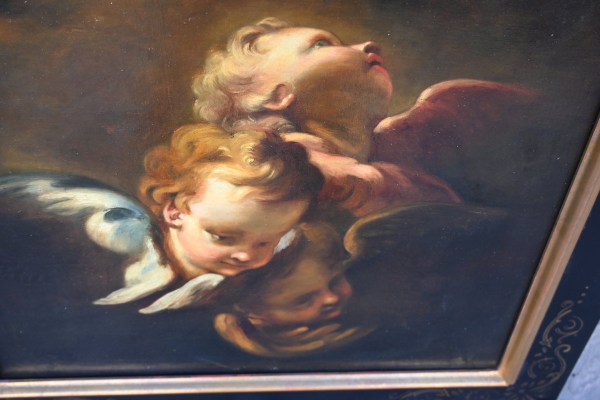 Putti, Oil On Canvas In The Italian Baroque Style-photo-5