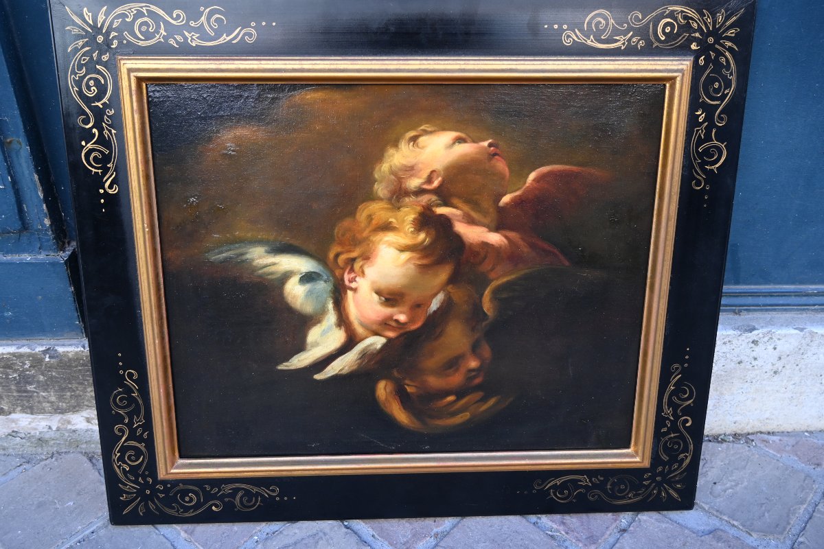 Putti, Oil On Canvas In The Italian Baroque Style