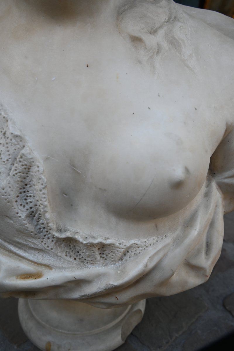 Buste  XVIII en marbre blanc représentant Cérès  -photo-4