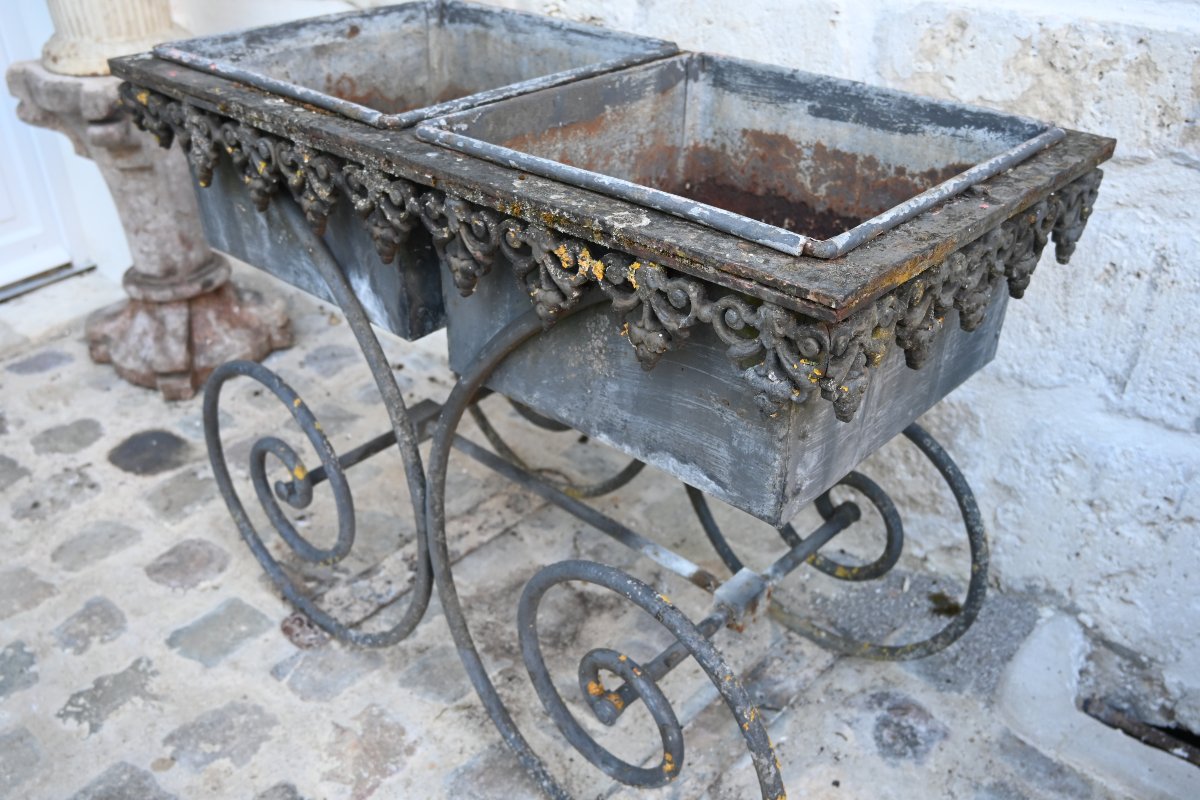 Large Antique Napoleon III-era Planter Made Of Cast Iron, 19th Century-photo-4