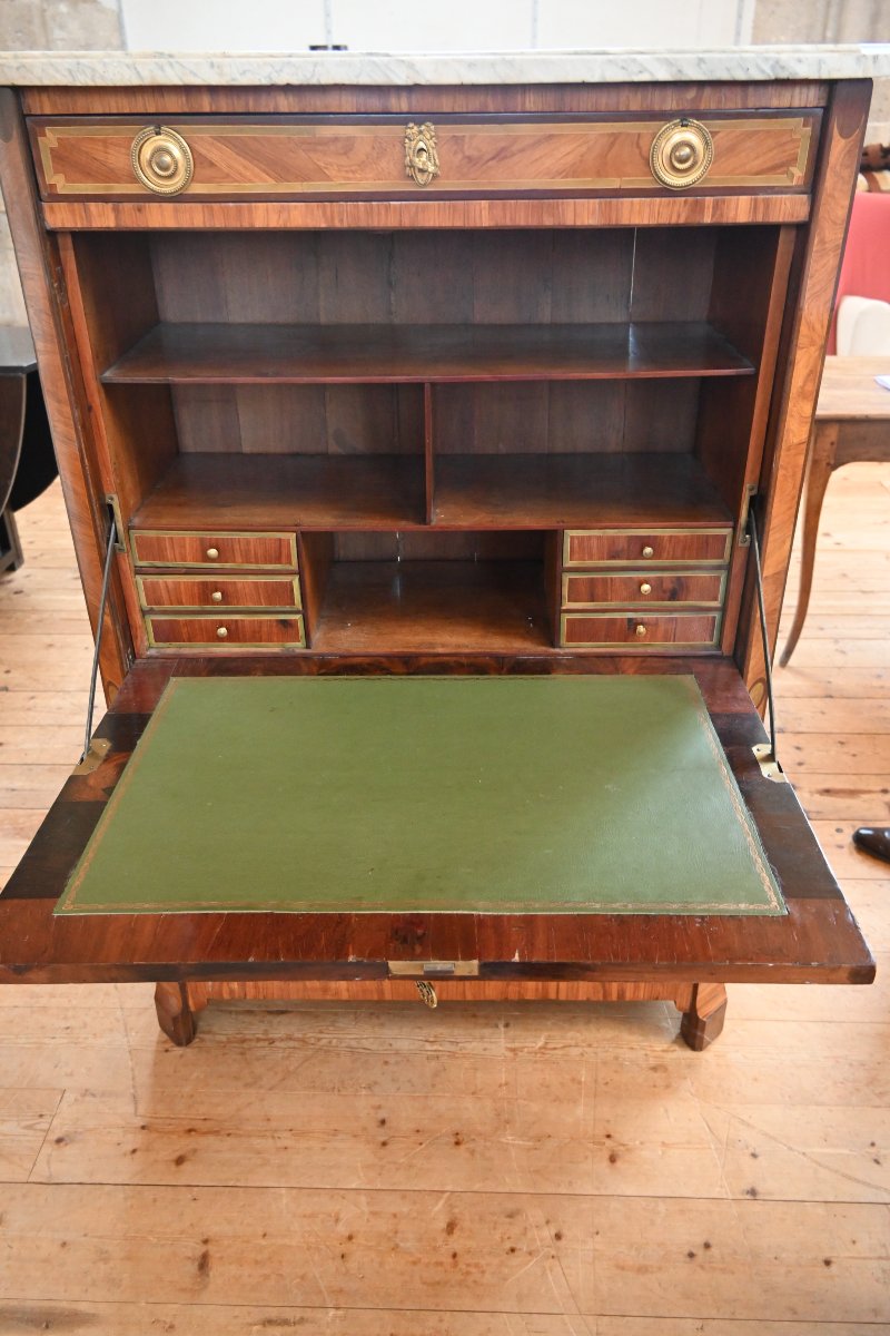 Large secrétaire d époque Louis XVI estampillé de Mondon-photo-6