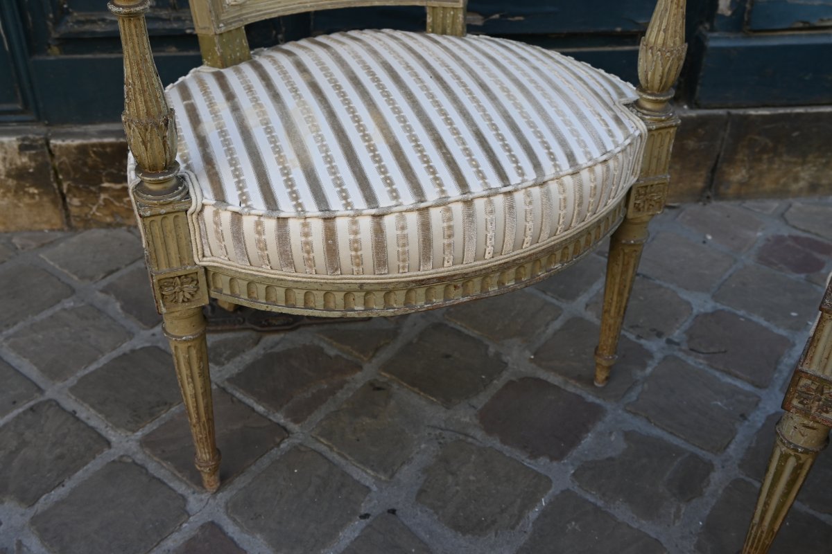 Pair Of Lacquered Directoire-style Armchairs-photo-3