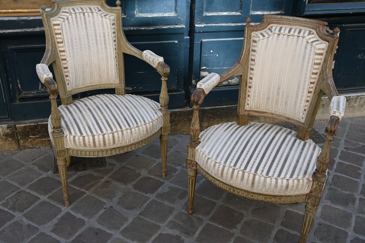 Pair Of Lacquered Directoire-style Armchairs-photo-4