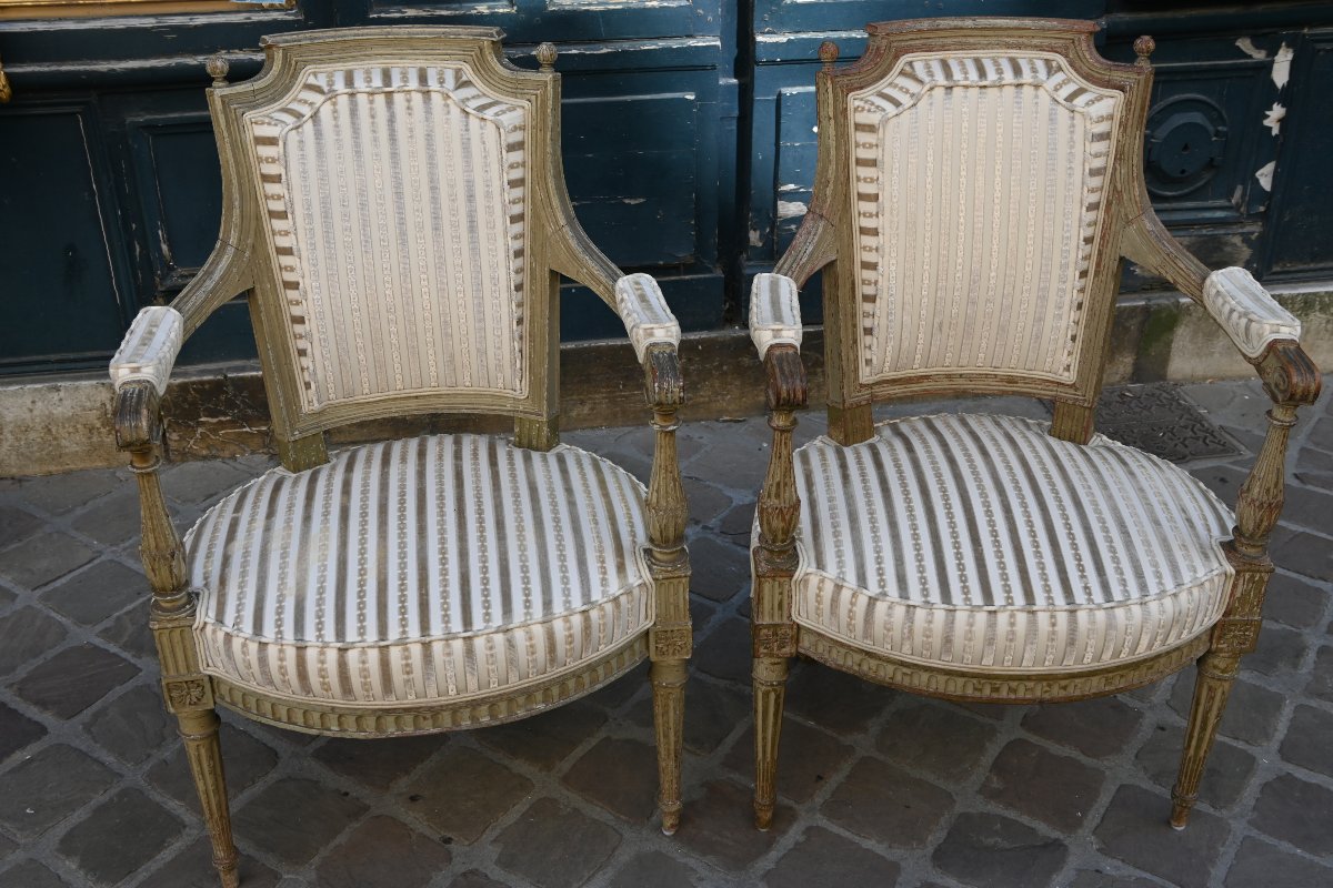 Pair Of Lacquered Directoire-style Armchairs-photo-3