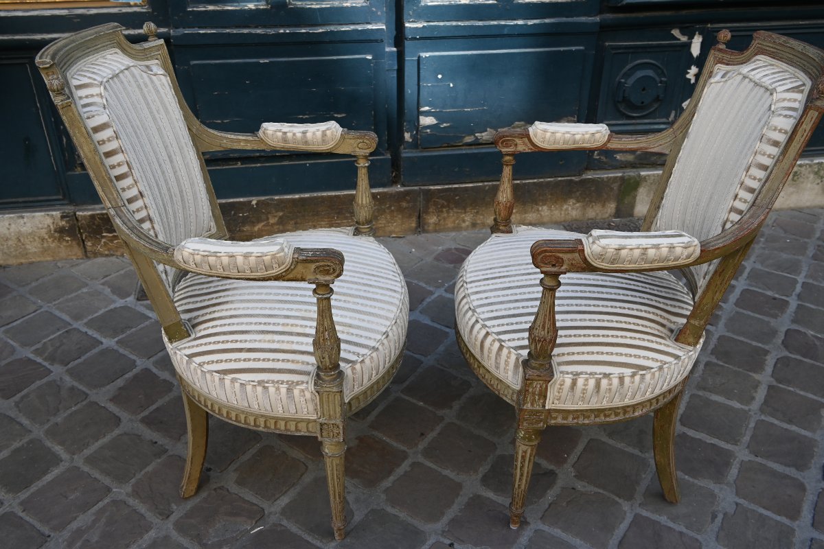 Pair Of Lacquered Directoire-style Armchairs-photo-7