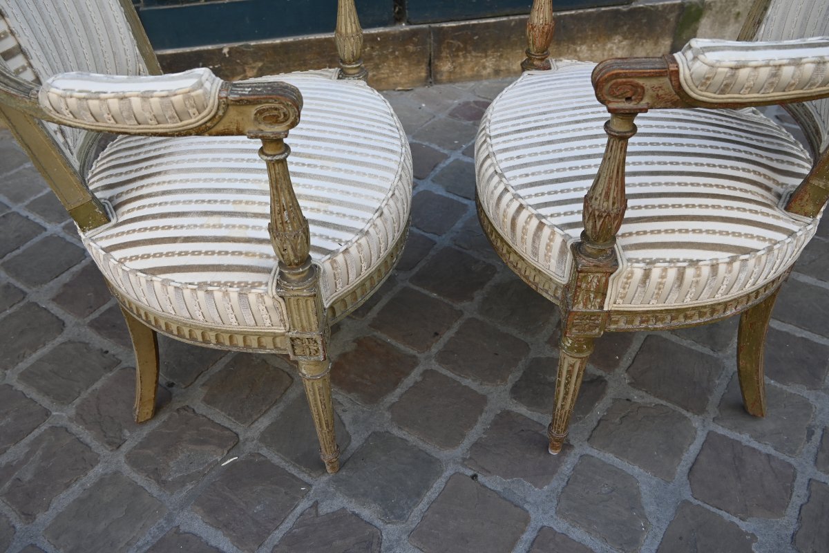 Pair Of Lacquered Directoire-style Armchairs-photo-8