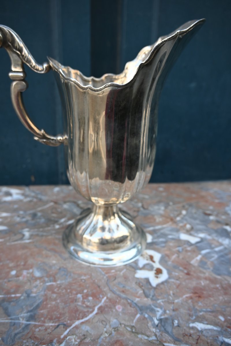 A Helmet-shaped Silver-plated Metal Ewer, 18th Century-photo-1