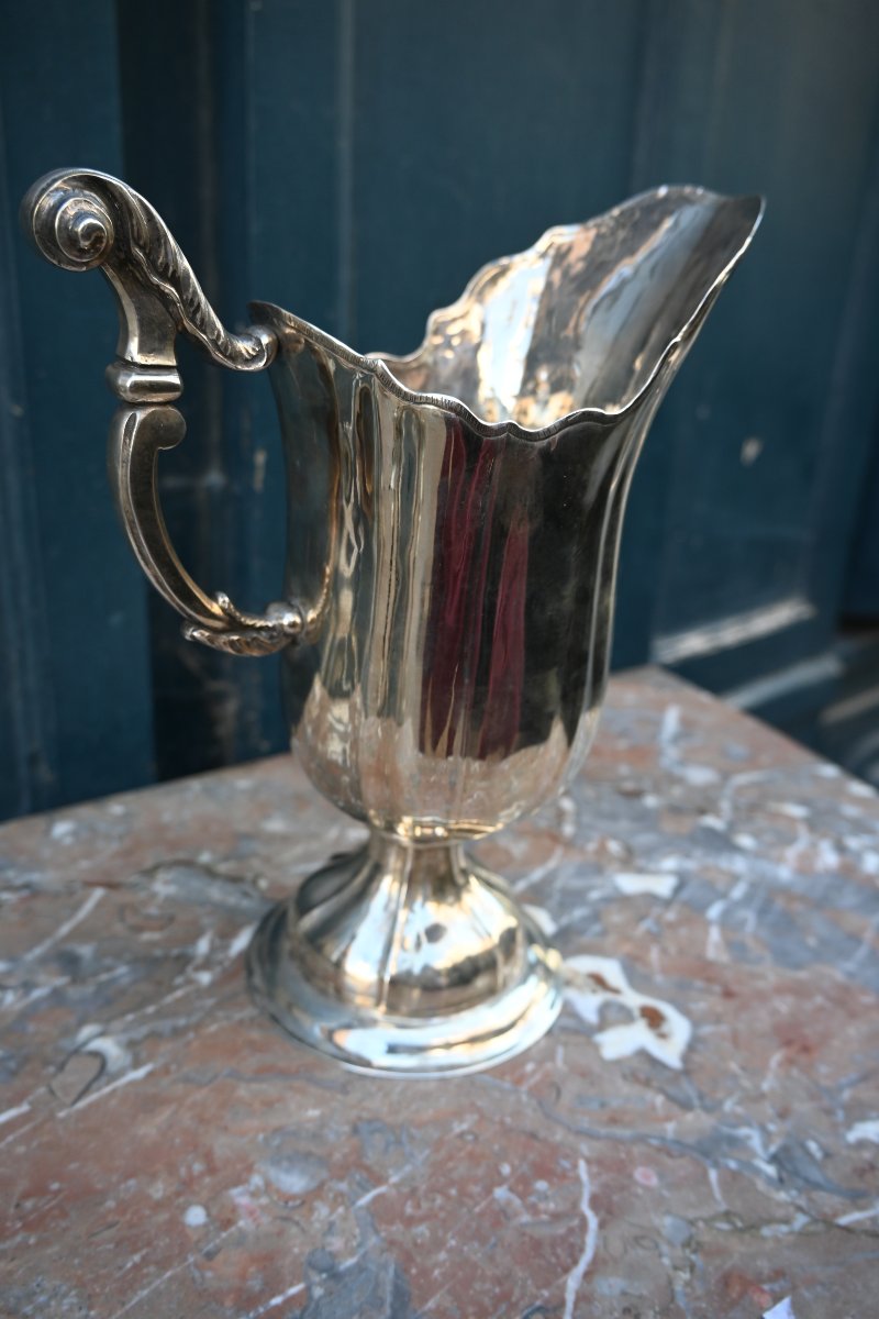 A Helmet-shaped Silver-plated Metal Ewer, 18th Century-photo-2