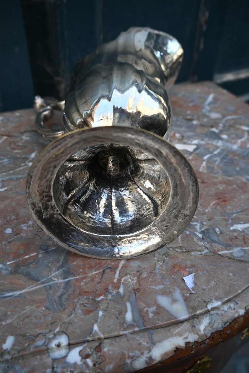 A Helmet-shaped Silver-plated Metal Ewer, 18th Century-photo-3