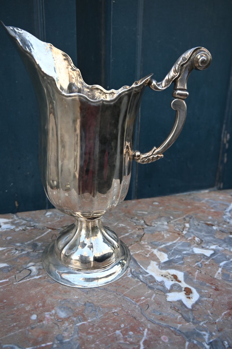 A Helmet-shaped Silver-plated Metal Ewer, 18th Century