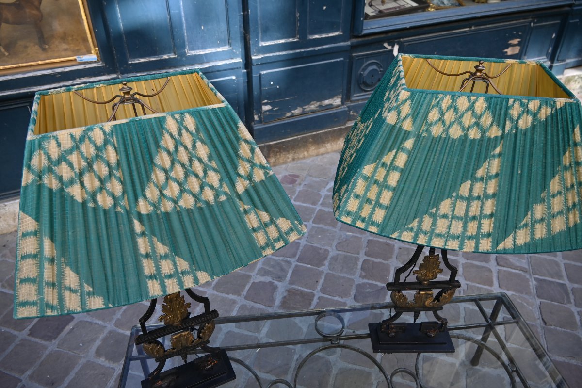 Paire de grandes lampes en fer forgé -photo-4