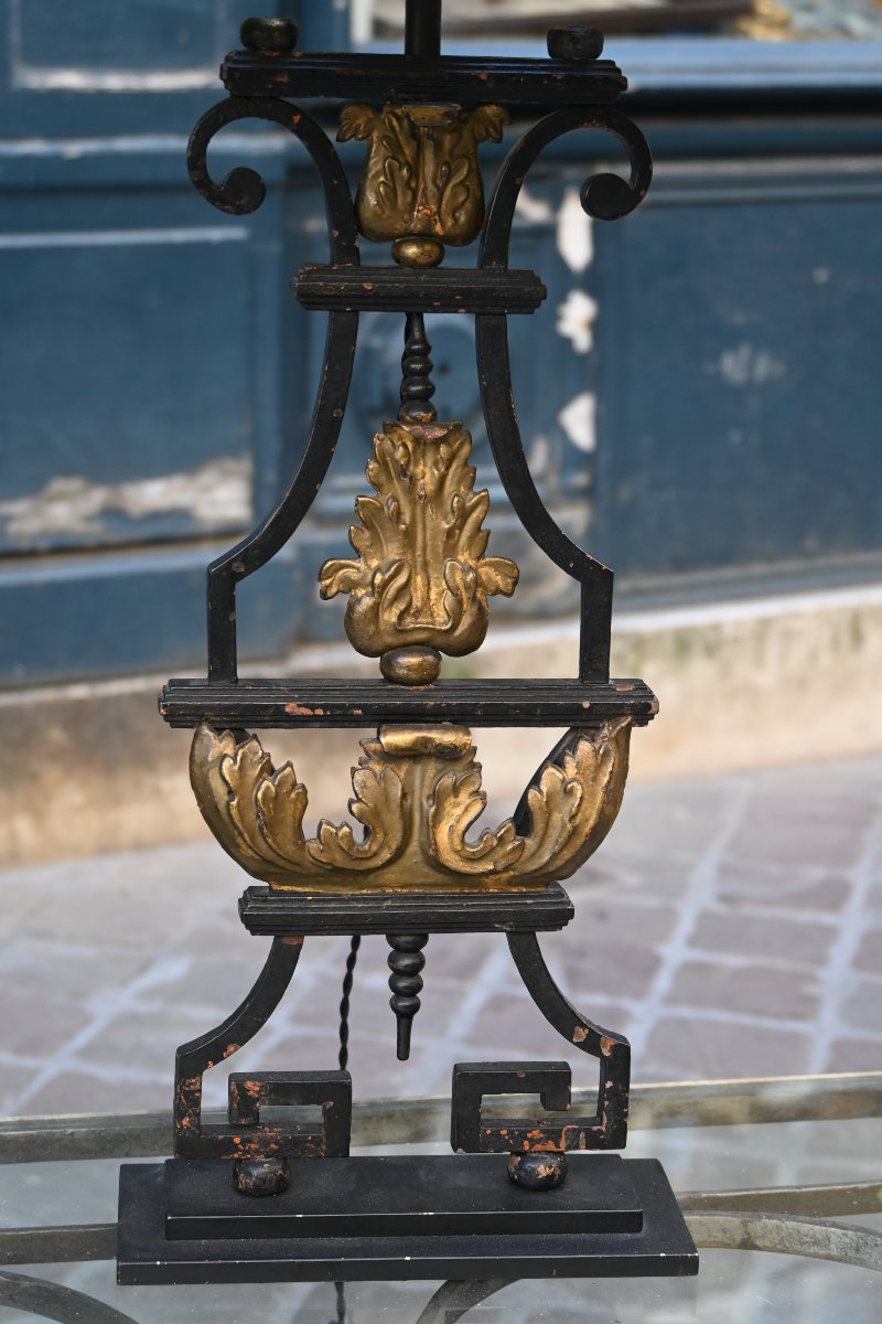 Paire de grandes lampes en fer forgé -photo-3