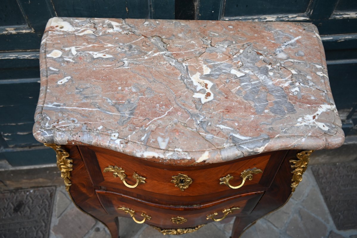Petite commode d entre deux en placage d époque Louis XV du XVIII-photo-6