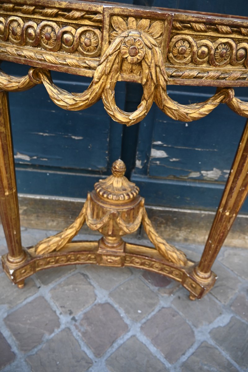 Console en bois doré d époque Louis XVI attribuée à Louis Nôel  Malle-photo-2