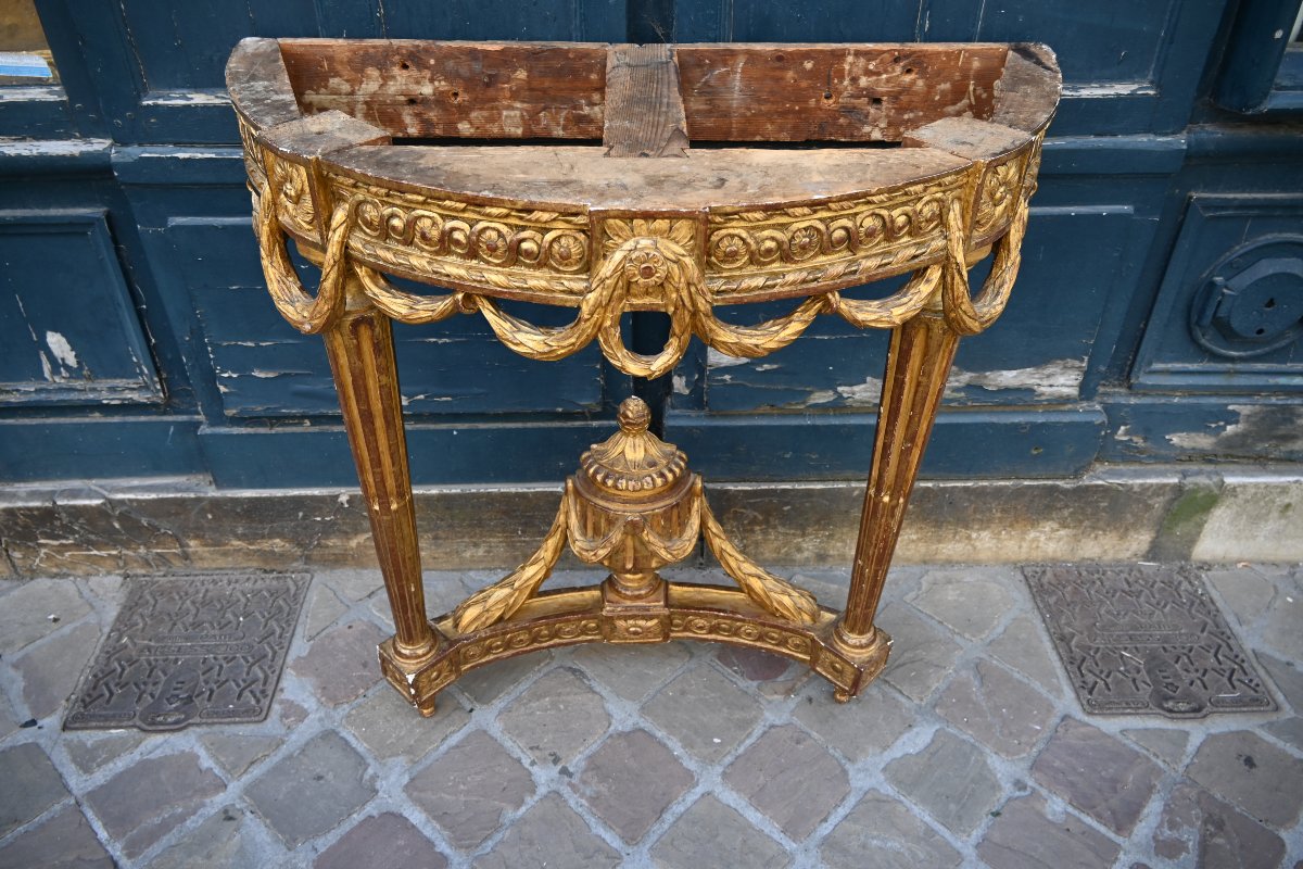 Console en bois doré d époque Louis XVI attribuée à Louis Nôel  Malle-photo-3