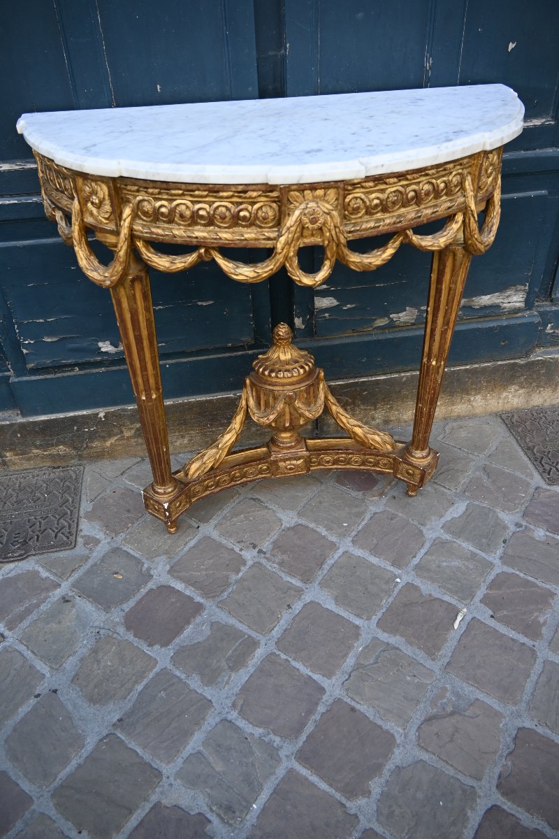 Console en bois doré d époque Louis XVI attribuée à Louis Nôel  Malle-photo-4