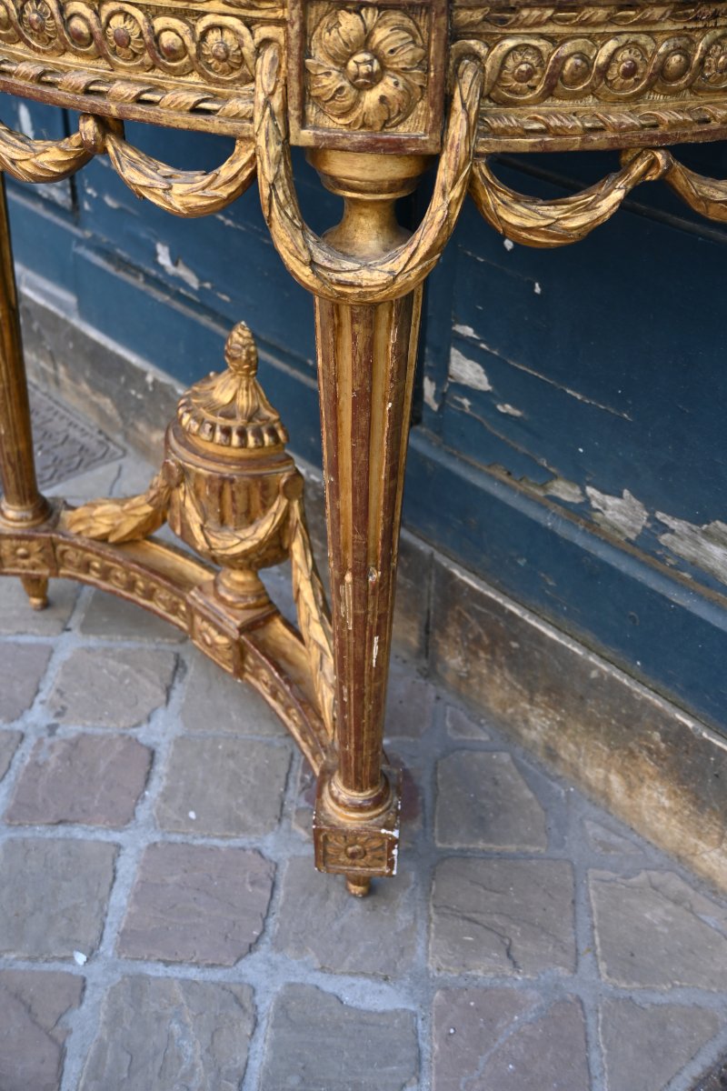 Console en bois doré d époque Louis XVI attribuée à Louis Nôel  Malle-photo-4