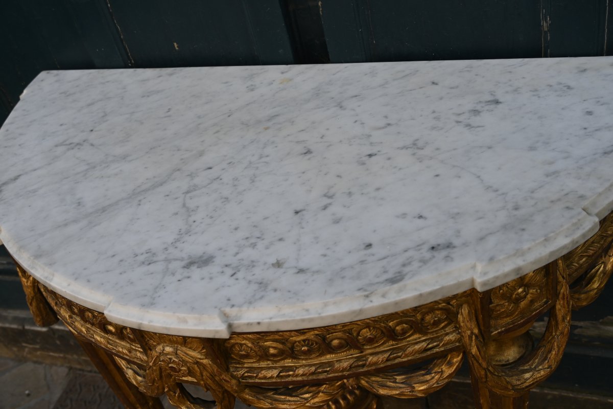 Console en bois doré d époque Louis XVI attribuée à Louis Nôel  Malle-photo-5