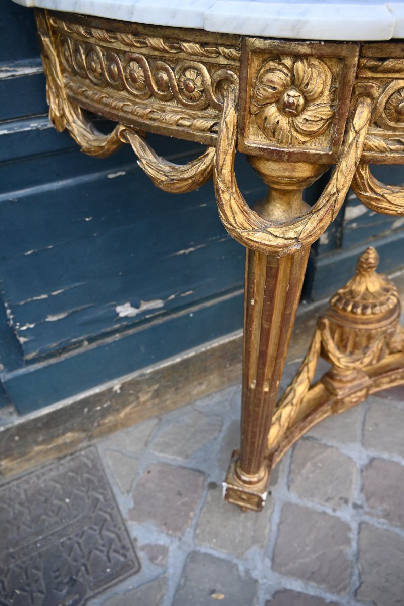 Console en bois doré d époque Louis XVI attribuée à Louis Nôel  Malle-photo-7