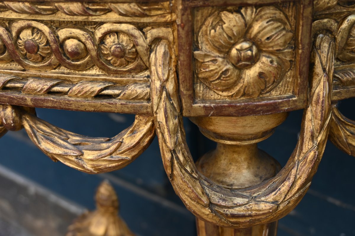 Console en bois doré d époque Louis XVI attribuée à Louis Nôel  Malle-photo-8