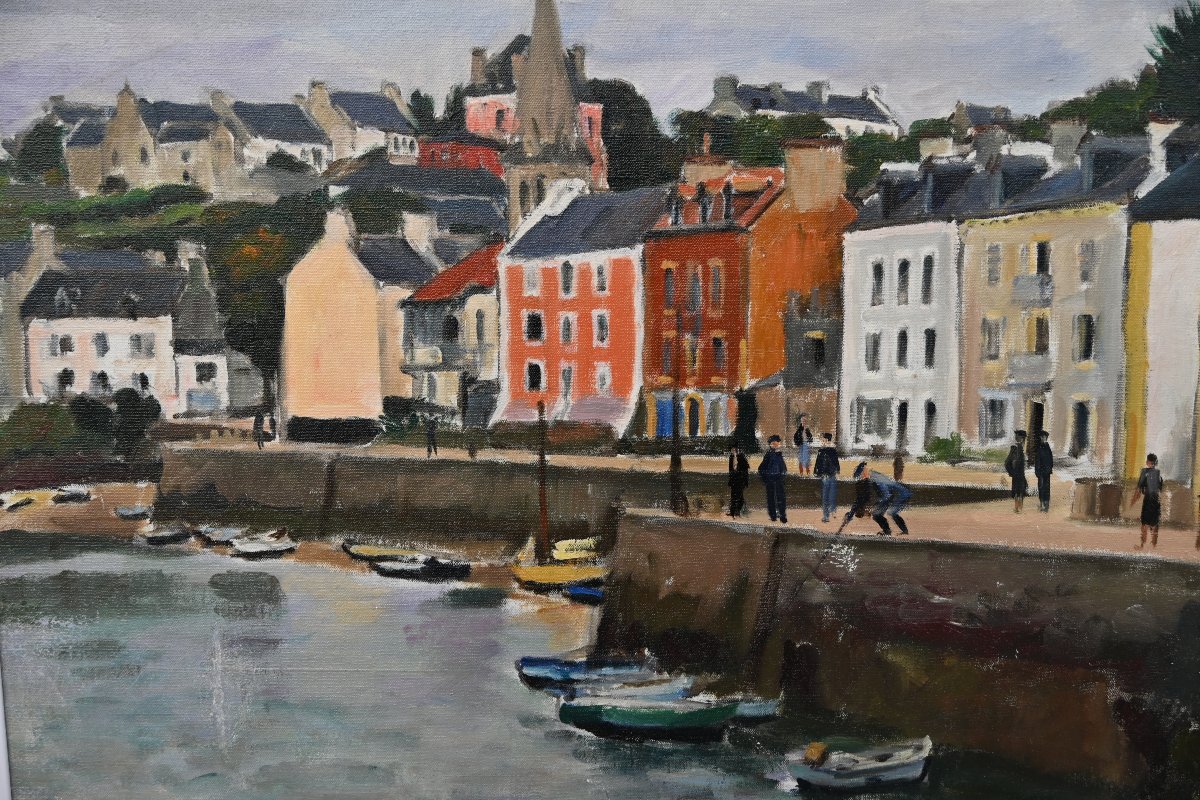 Belle ile en mer , le port de Sauzon , huile de Pacouil -photo-2