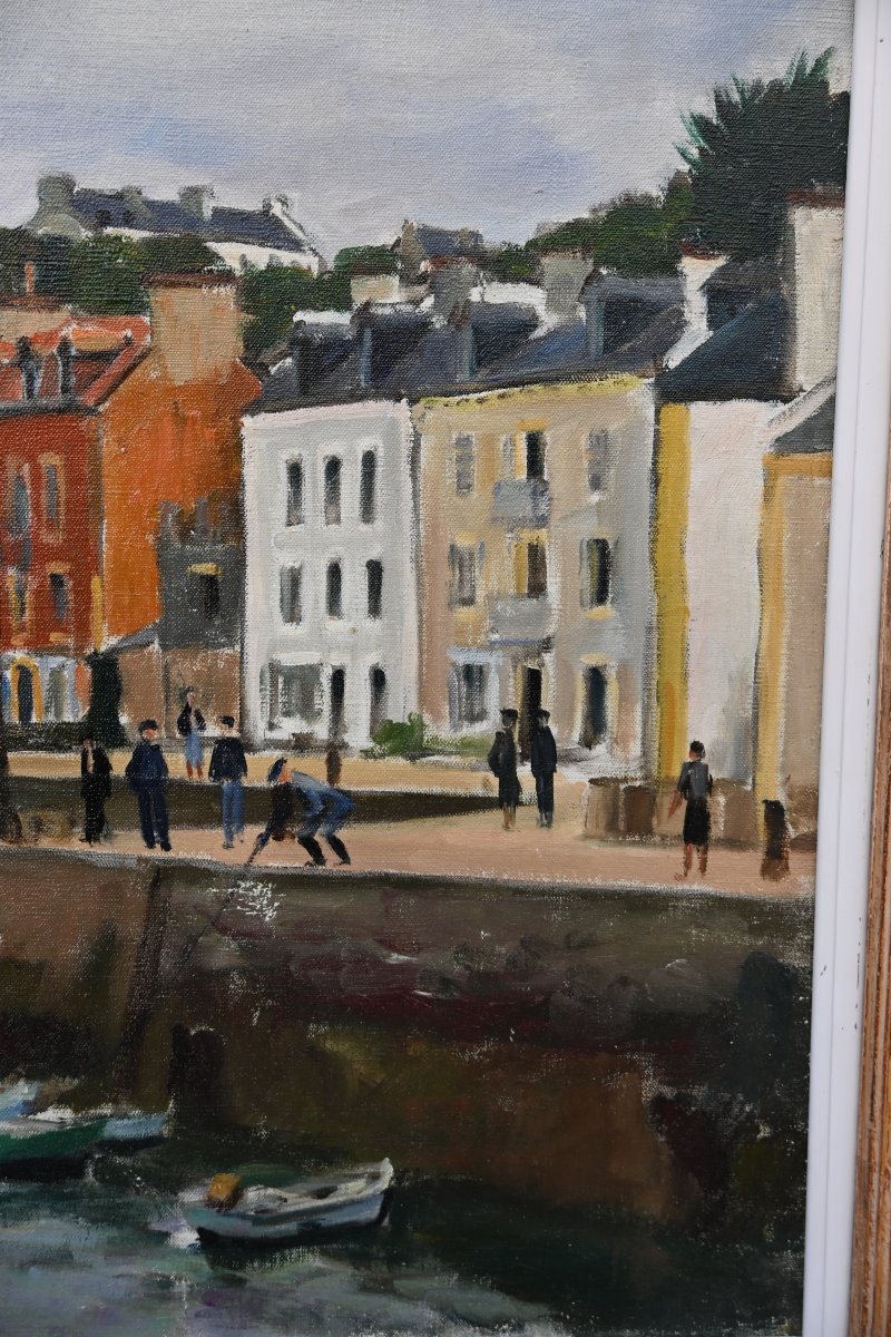 Belle ile en mer , le port de Sauzon , huile de Pacouil -photo-3