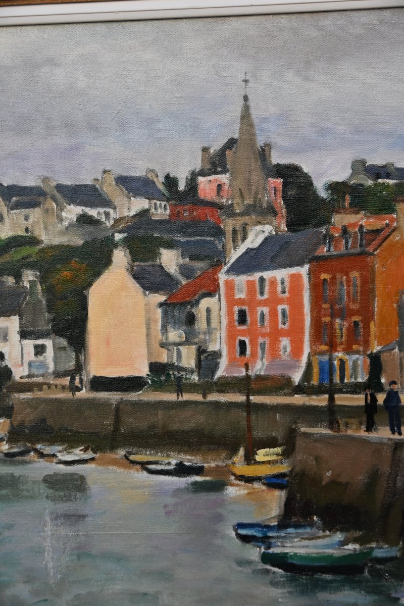 Belle ile en mer , le port de Sauzon , huile de Pacouil -photo-1
