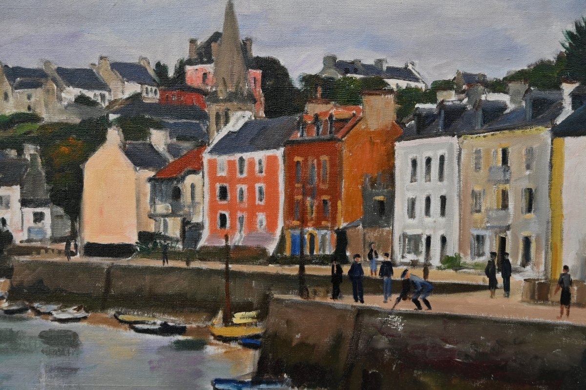 Belle ile en mer , le port de Sauzon , huile de Pacouil -photo-4
