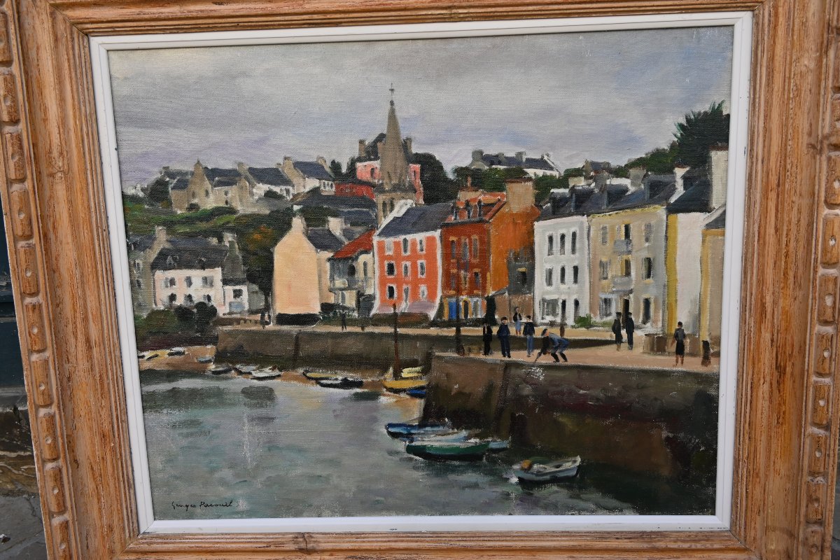 Belle ile en mer , le port de Sauzon , huile de Pacouil 