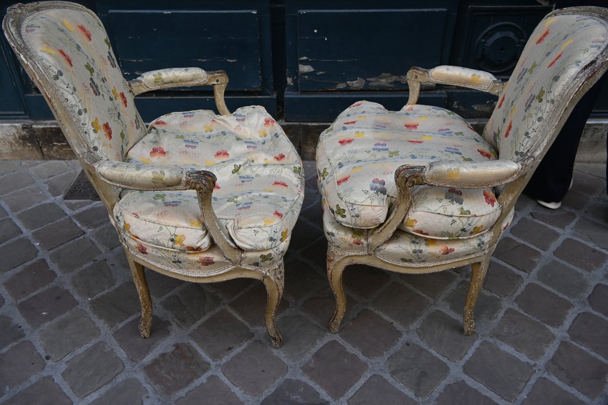Paire de fauteuils estampillés de Mariette , d époque Louis XV-photo-1