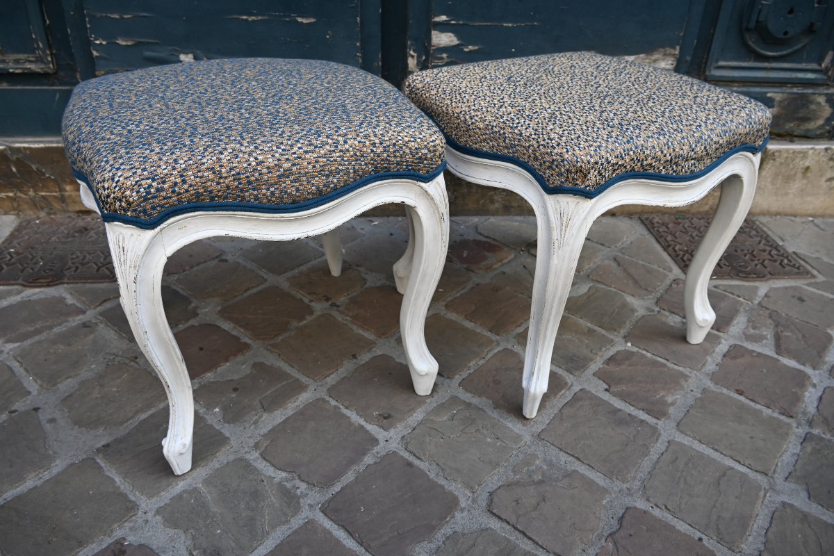 Pair Of Louis XV Stools Stamped "tillard"     18th Century-photo-2
