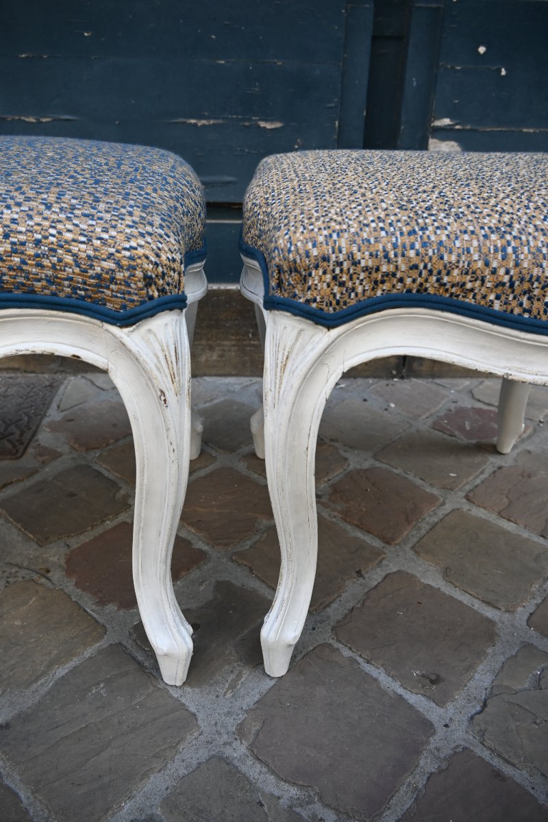 Pair Of Louis XV Stools Stamped "tillard"     18th Century-photo-1